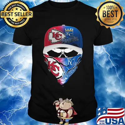 Skull mask kansas city chiefs and kansas city royals shirt