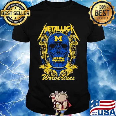 Skull metallica michigan wolverines football fish shirt