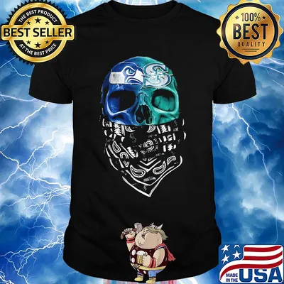 Skull seattle seahawks and seattle mariners shirt