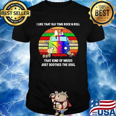 Snoopy and charlie brown I like that old time Rock N Roll that kind of music just soothes the soul vintage shirt