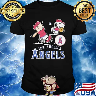 Snoopy and charlie brown playing baseball los angeles angels shirt
