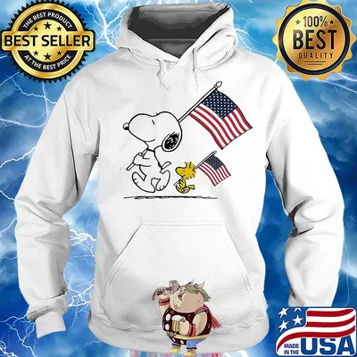 Snoopy and woodstock holding american flag independence day s Hoodie