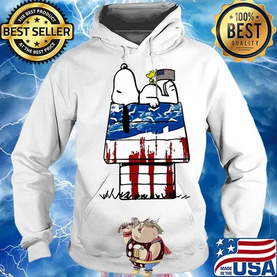 Snoopy and woodstock sleeping house american flag independence day s Hoodie