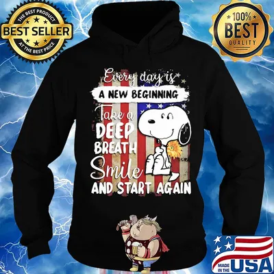 Snoopy every day is a new beginning take a deep breath smile and start again sunflowers american flag independence day s Hoodie