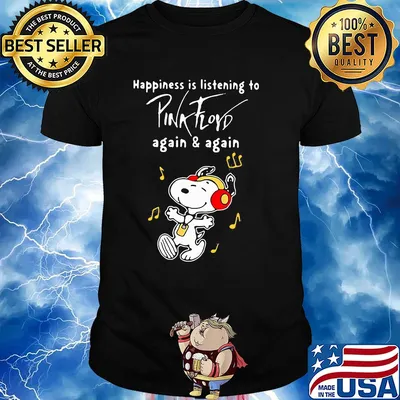 Snoopy happiness is listening to pink floyd again and again shirt