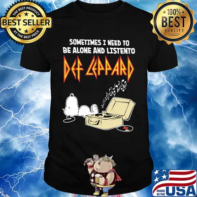 Snoopy sometimes i need to be alone and listen to def leppard shirt