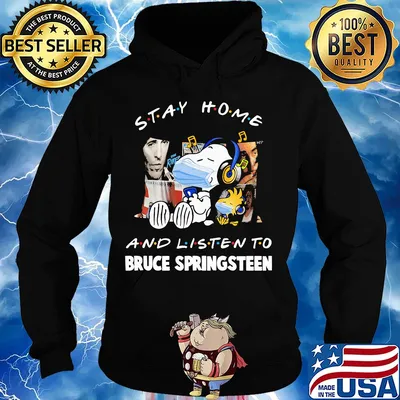 Snoopy wear mask stay home and listen to bruce springsteen covid-19 s Hoodie