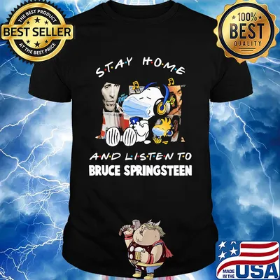 Snoopy wear mask stay home and listen to bruce springsteen covid-19 shirt