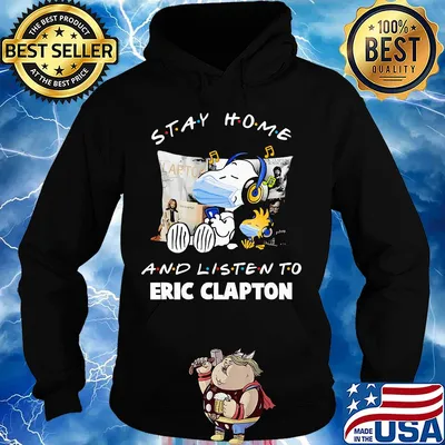 Snoopy wear mask stay home and listen to eric clapton covid-19 s Hoodie
