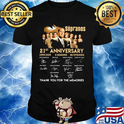 Sopranos 21st anniversary 1999 2020 6 seasons 86 episodes thank you for the memories signatures shirt