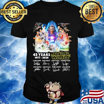 Star wars 43 years 1977 2020 characters signatures shirt