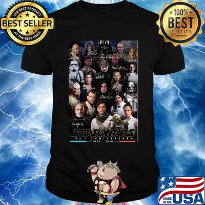 Star wars 43rd anniversary 1977 2020 all characters signatures shirt