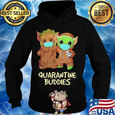 Star wars baby groot and baby yoda mask quarantine buddies s Hoodie