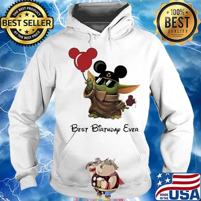 Star wars baby yoda holding balloon mickey mouse best birthday ever s Hoodie
