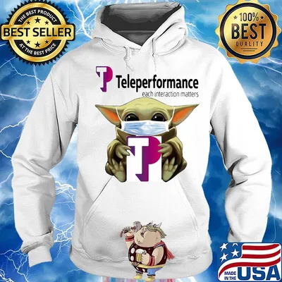 Star wars baby yoda hug teleperformance each interaction matters mask covid-19 s Hoodie