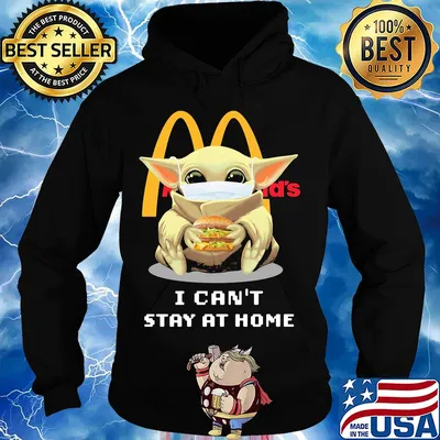 Star wars baby yoda mask hug mcdonald's hamburger i can't stay at home s Hoodie