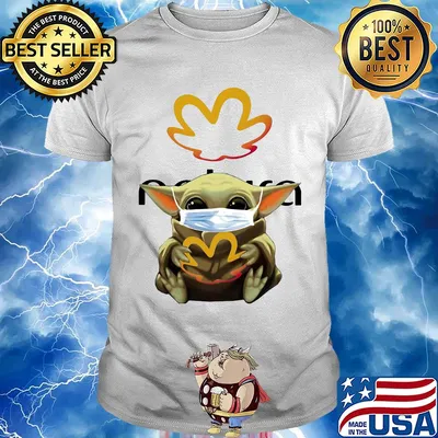 Star wars baby yoda mask hug natura shirt