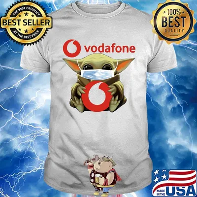 Star wars baby yoda mask hug vodafone shirt