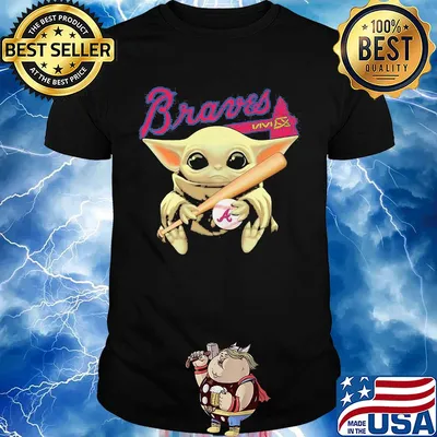 Star wars baby yoda play baseball atlanta braves shirt