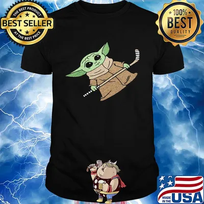 Star wars baby yoda playing hockey shirt