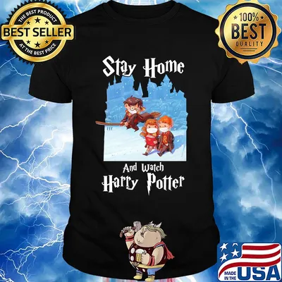 Stay home and watch harry potter characters chibi wear mask shirt