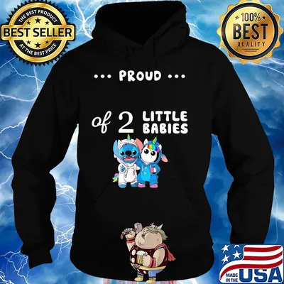 Stitch and unicorn proud of 2 little babies s Hoodie
