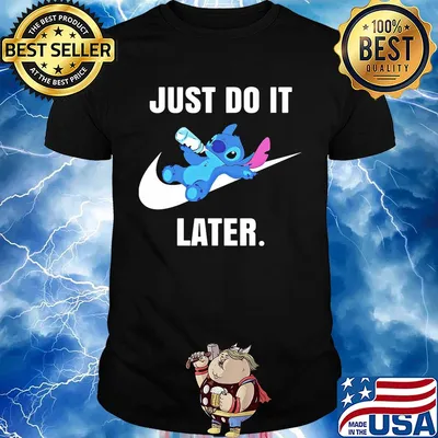 Stitch drinking milk nike just do it later shirt