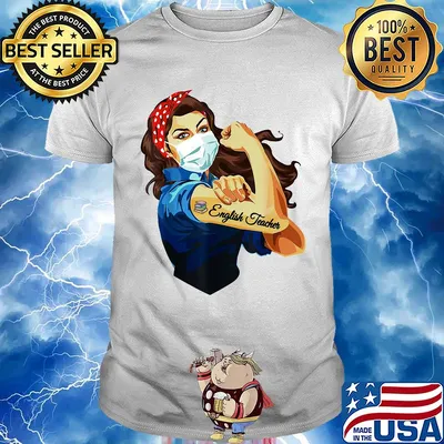Strong woman tattoos english teacher mask covid-19 shirt