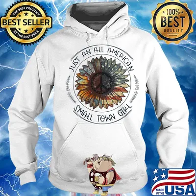 Sunflower just an all American small tơn girl American flag veteran Independence Day s Hoodie