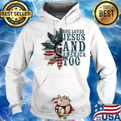 Sunflower she loves jesus and america too independence day s Hoodie