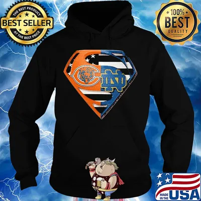 Superhero chicago bears and notre dame diamond american flag independence day s Hoodie