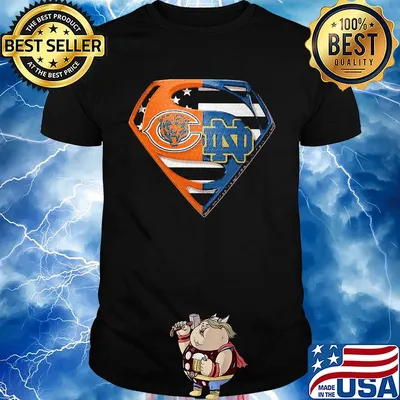 Superhero chicago bears and notre dame diamond american flag independence day shirt