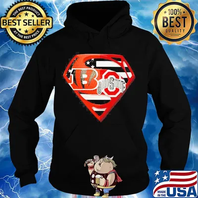 Superhero cincinnati bengals and ohio state buckeyes diamond american flag independence day s Hoodie