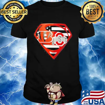 Superhero cincinnati bengals and ohio state buckeyes diamond american flag independence day shirt