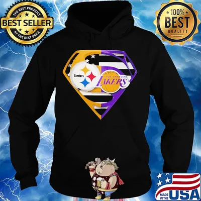 Superhero pittsburgh steelers and los angeles lakers diamond american flag independence day s Hoodie