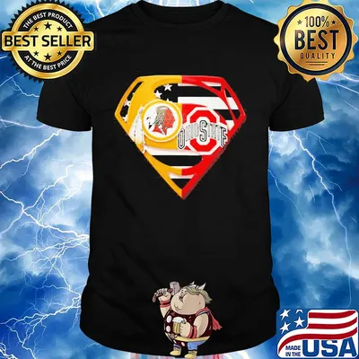 Superhero washington redskins and ohio state buckeyes diamond american flag shirt