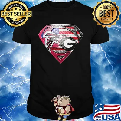 Superman atlanta falconsand and georgia bulldogs american flag independence day shirt