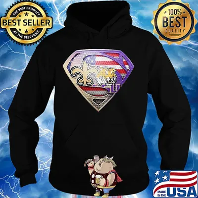 Superman new orleans saints and lsu tigers american flag independence day s Hoodie
