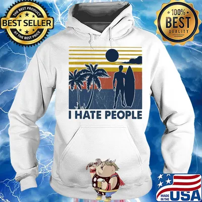 Surfing I hate people vintage s Hoodie