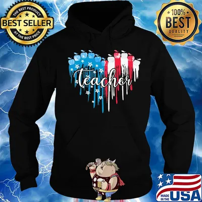 Teacher heart American flag veteran Independence Day s Hoodie