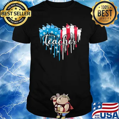Teacher heart American flag veteran Independence Day shirt