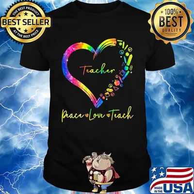 Teacher peace love teach heart shirt