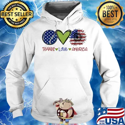 Tennis love heart sunflower American flag veteran Independence Day s Hoodie