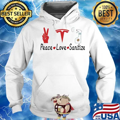 Tesla gigafactory peace love sanitize covid-19 s Hoodie