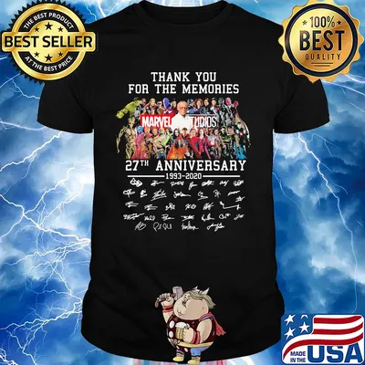 Thank you for the memories marvel studios 27th anniversary 1993 2020 signatures shirt