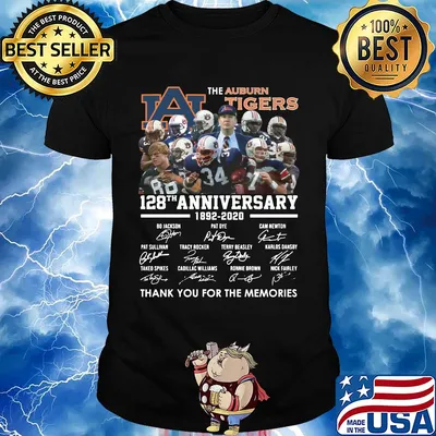 The Auburn Tigers football team 128th anniversary 1892 2020 thank you for the memories signatures shirt