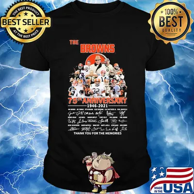 The cleveland browns 75th anniversary 1946 2021 thank you for the memories signatures shirt