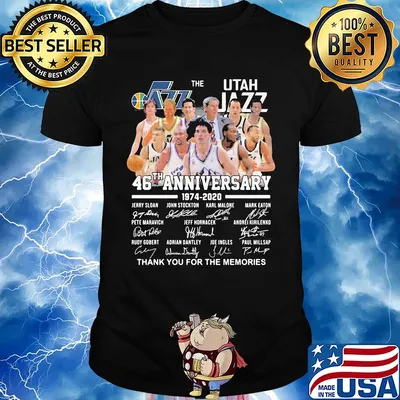 The Utah Jazz 46th anniversary 1974 - 2020 thank you for the memories signatures shirt