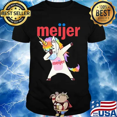 Unicorn mask dabbing meijer logo shirt