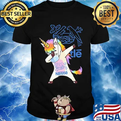 Unicorn mask dabbing nestle logo shirt